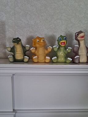 Cute Dinosaur Squeaky Toy Set - Green, Yellow, Brown